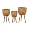 Brown Bamboo Bohemian Planter, Set of 3" 26", 23", 20"